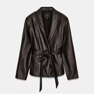 ZARA ZW COLLECTION FAUX LEATHER BELTED JACKET